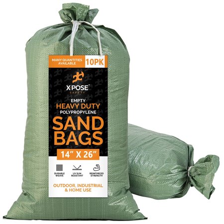 Xpose Safety Sandbags, Polyethylene, Green GSB-1426-10-X-S